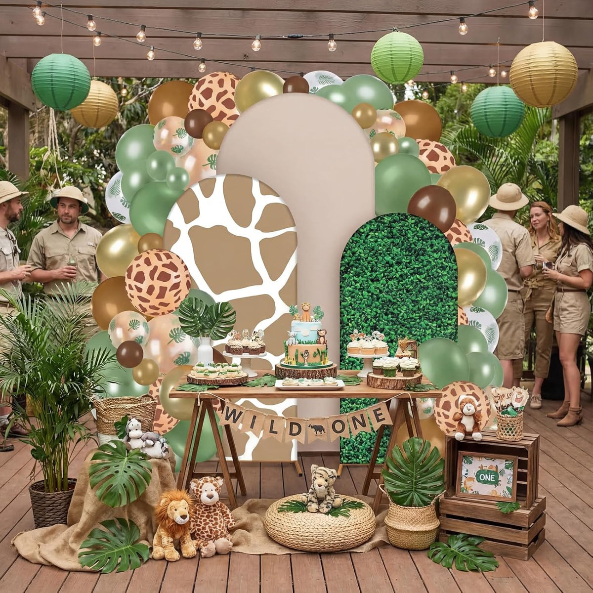 foilswirl 34 pcs jungle party decor 4ft 5ft, package contents