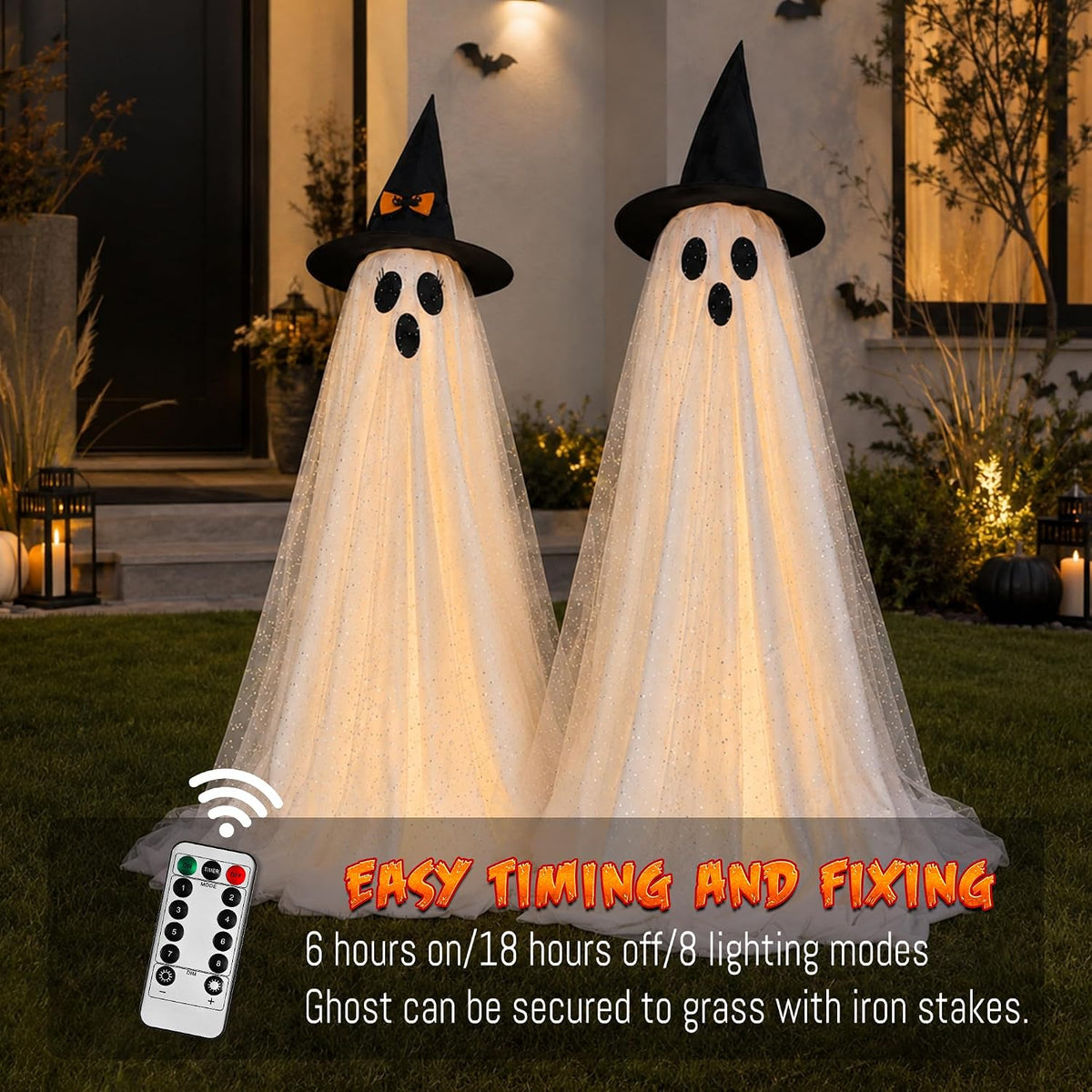 2packs halloween decorations outdoor,halloweens party decoration indoor,59in spooky, side view