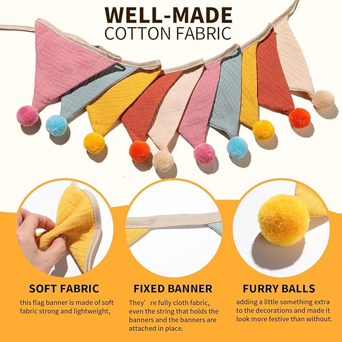 20 Pcs Pennant Banner Flags,2 Sets Garland Nursery Triangle Bunting Flag Baby Shower Banner for Nursery Decor Kindergarten Classroom Playroom Decor Baby Birthday Church Nursery Party Event(rainbow)