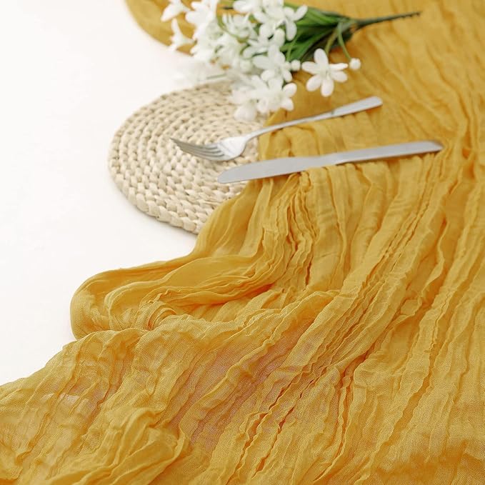 2 Pack Cheesecloth Table Runner 10Ft Christmas Gauze Boho Table Runners for Wedding Decor Bridal Shower Decorations Baby Shower Party(35" x 120")