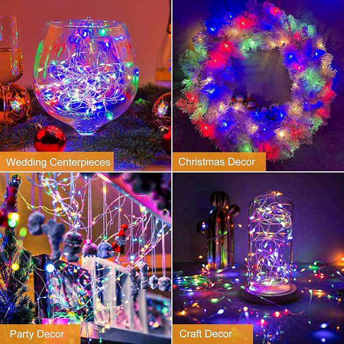 btfarm 3 Pack Fairy Lights Battery Operated [3 Modes], 7ft 20 Led Twinkle Lights String Lights Waterproof Bulk Small Mini Silver Wire for Mason Jars Vases Wedding Table Centerpiece, Multicolor