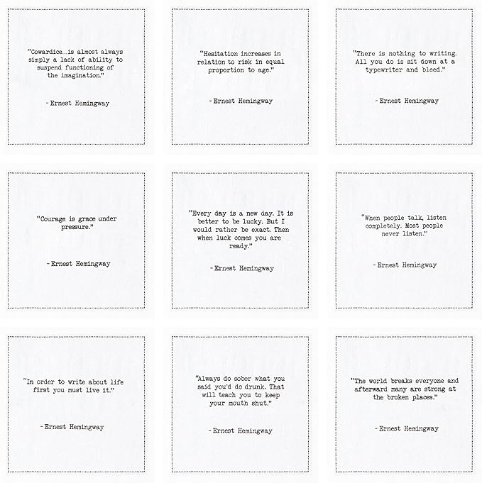 Five Star Napkins Hemingway Quotes, White Cotton Cocktail Napkins, Beverage Napkins, Bar Napkins, Cloth Napkins, Party Napkins, Events, Holidays, Weddings, Birthdays, Disposable, 4.5" x 4.5"- (50x)