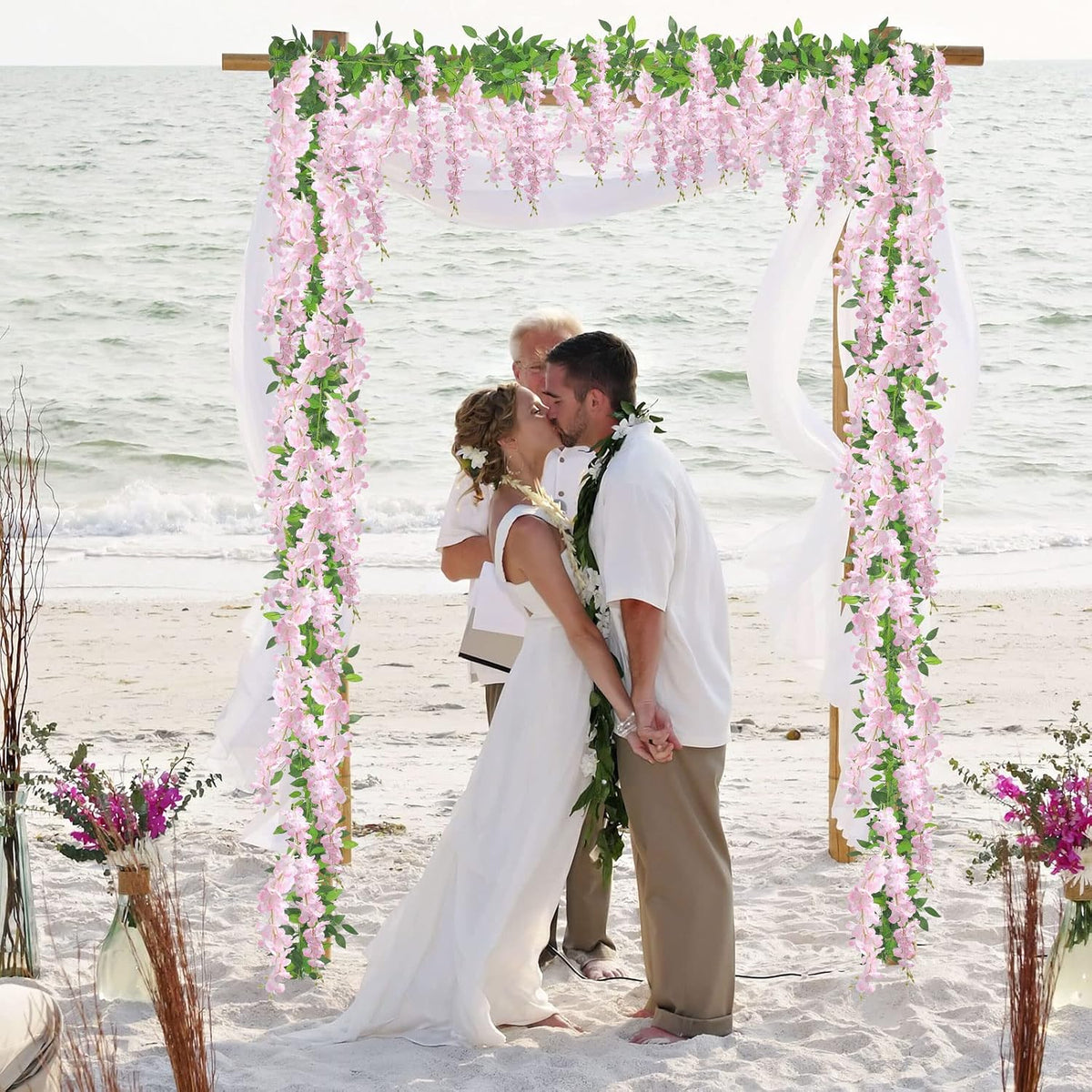 u'artlines 10pcs 7.2 ft/piece artificial wisteria garland pink shown in use