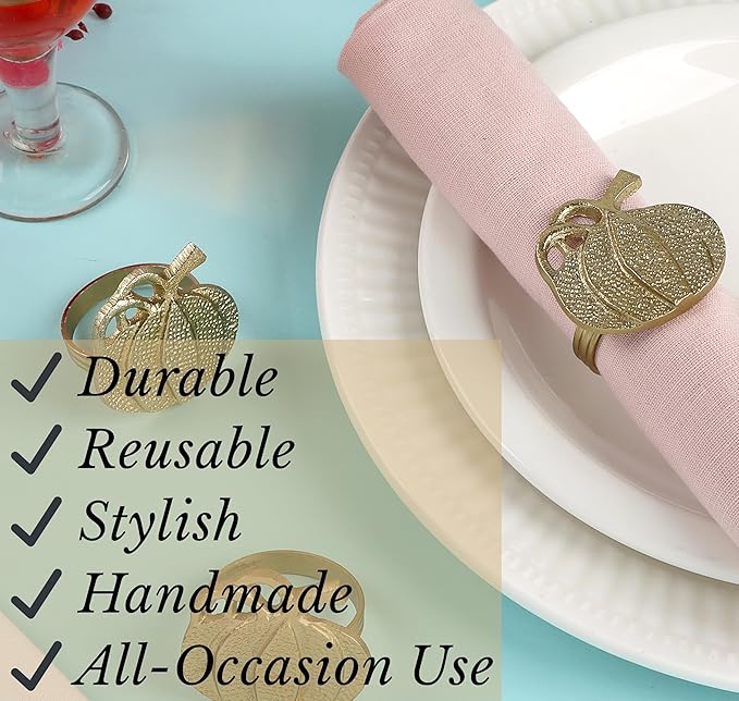 Set of 12 Decorative Metal Napkin Rings - Antique Copper Pineapple Lightweight Napkin Rings - Table Accents for Elegant Dining, Weddings & Everyday Celebrations (Gold)- ALPHA Living HOME
