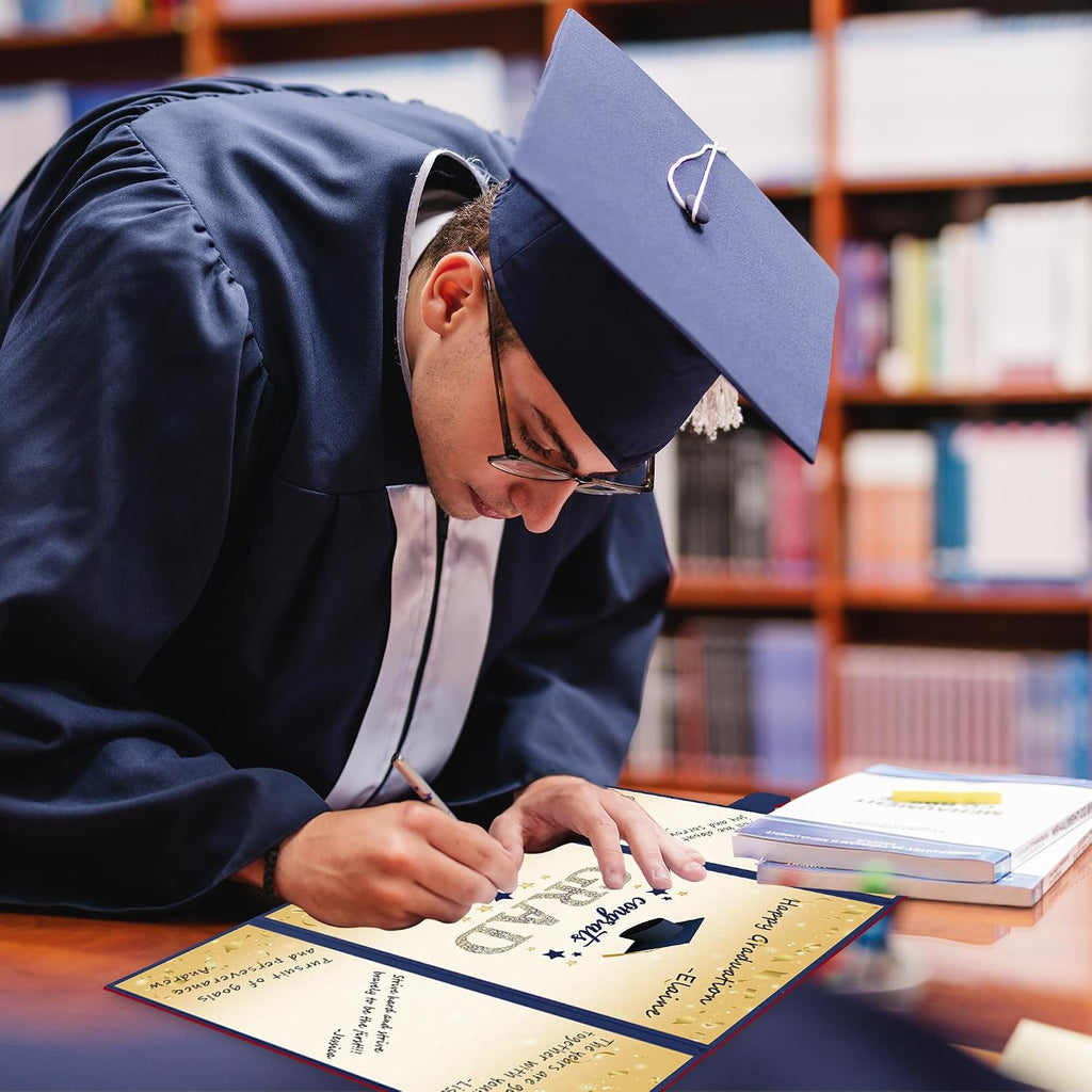 Vlipoeasn 2026 Graduation Guest Book Alternative, Blue Gold Class of 2026 Graduation Party Decorations, Graduation Signature Book for 2026 College High School, Unique Graduation Gifts for Friends