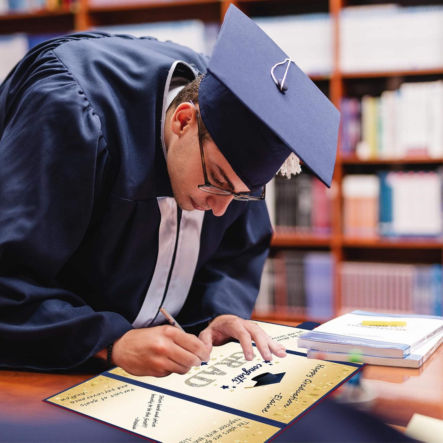 Vlipoeasn 2026 Graduation Guest Book Alternative, Blue Gold Class of 2026 Graduation Party Decorations, Graduation Signature Book for 2026 College High School, Unique Graduation Gifts for Friends