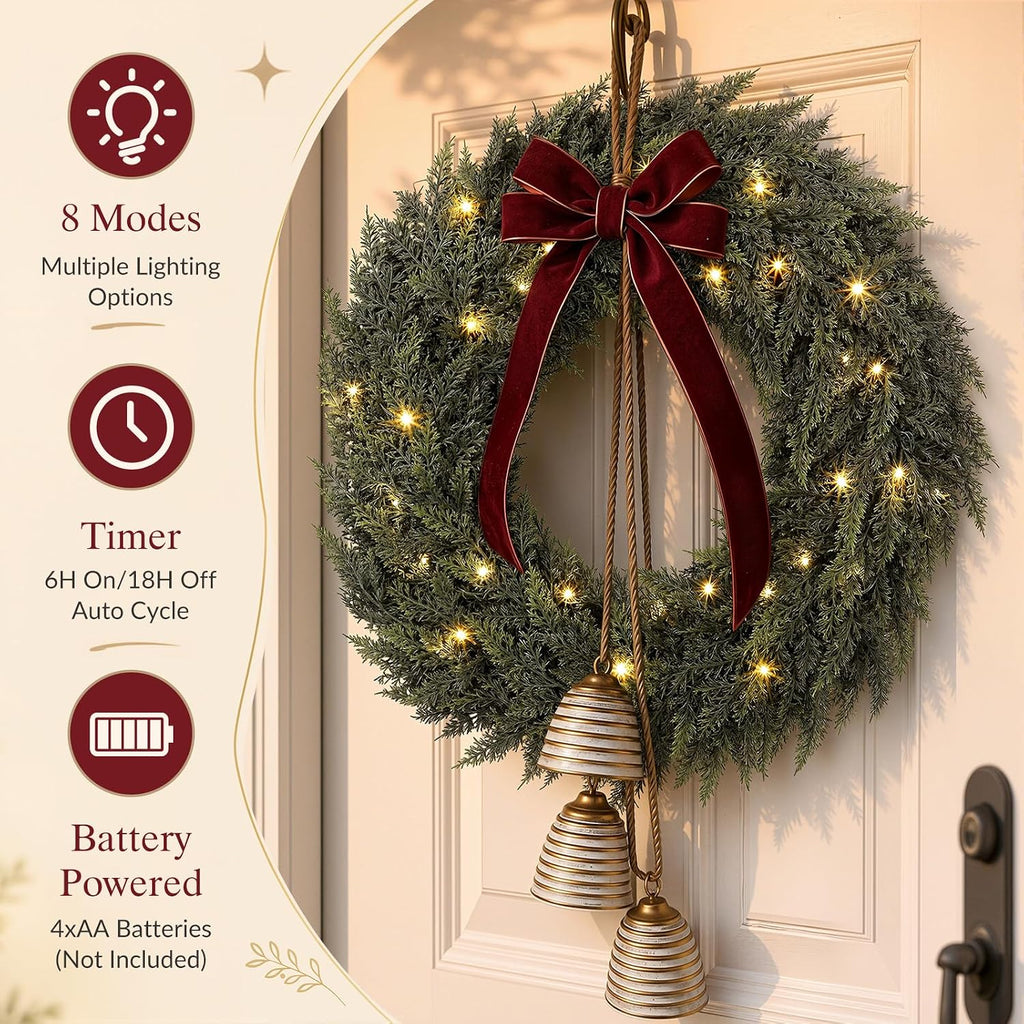 9ft pre-lit cedar christmas garland with lights, real on a desk or shelf