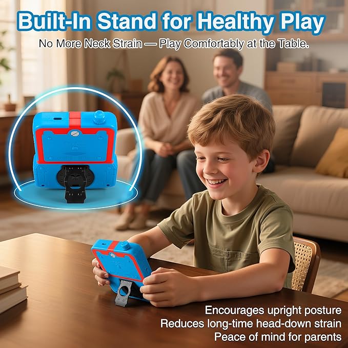 Portable Video Game Console for Kids, 220 Built-in Classic Retro Games, Handheld Plug & Play Player with 3.5'' IPS Screen, Rechargeable Travel Toy Birthday Gift for Boys & Girls- Blue