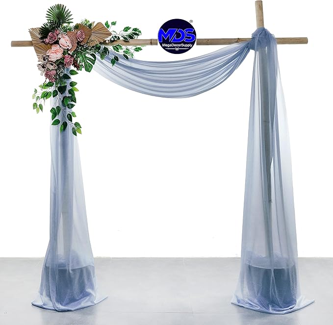 MDS Halloween Chiffon Draping Fabric - 1 Panel, 30" Wide x 20ft Long - Sheer Spooky Arbor & Canopy Drapery for Haunted House Backdrops, Party Ceilings, DIY Costumes & Themed Events - Dusty Blue