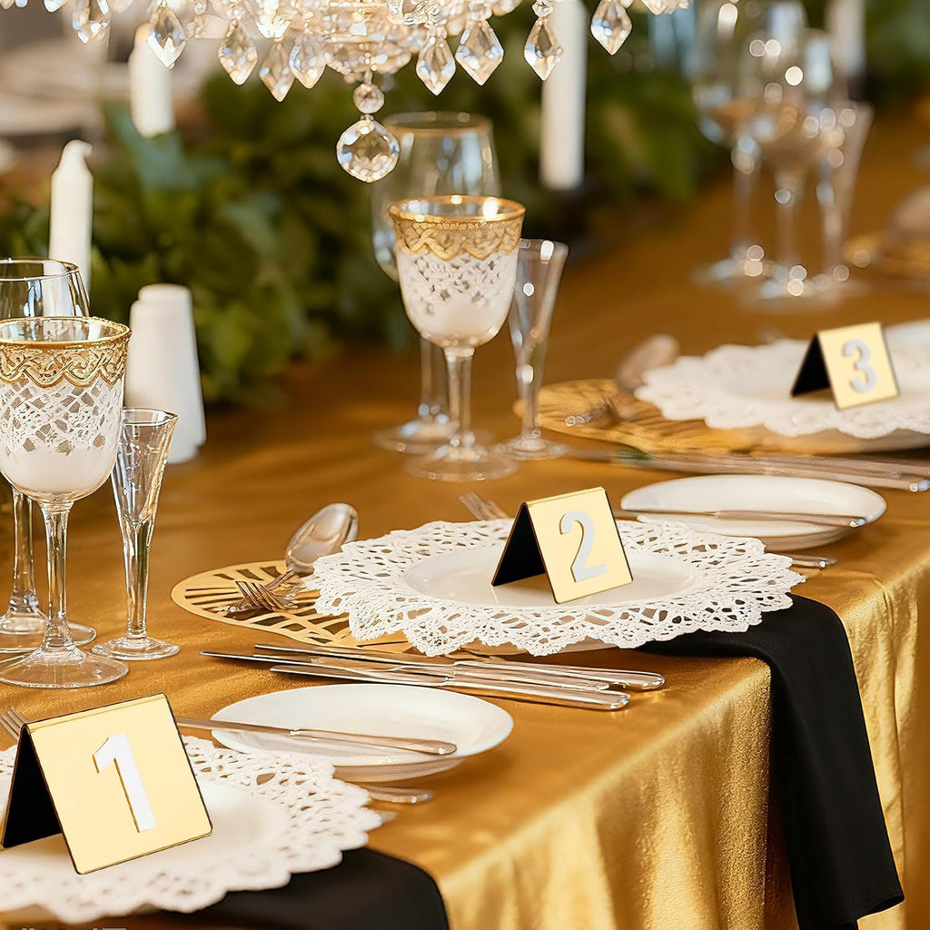 Gold Table Numbers 1-50 Acrylic Tent Style Table Number Card Signs Perfect for Restaurant Wedding Reception Party Events
