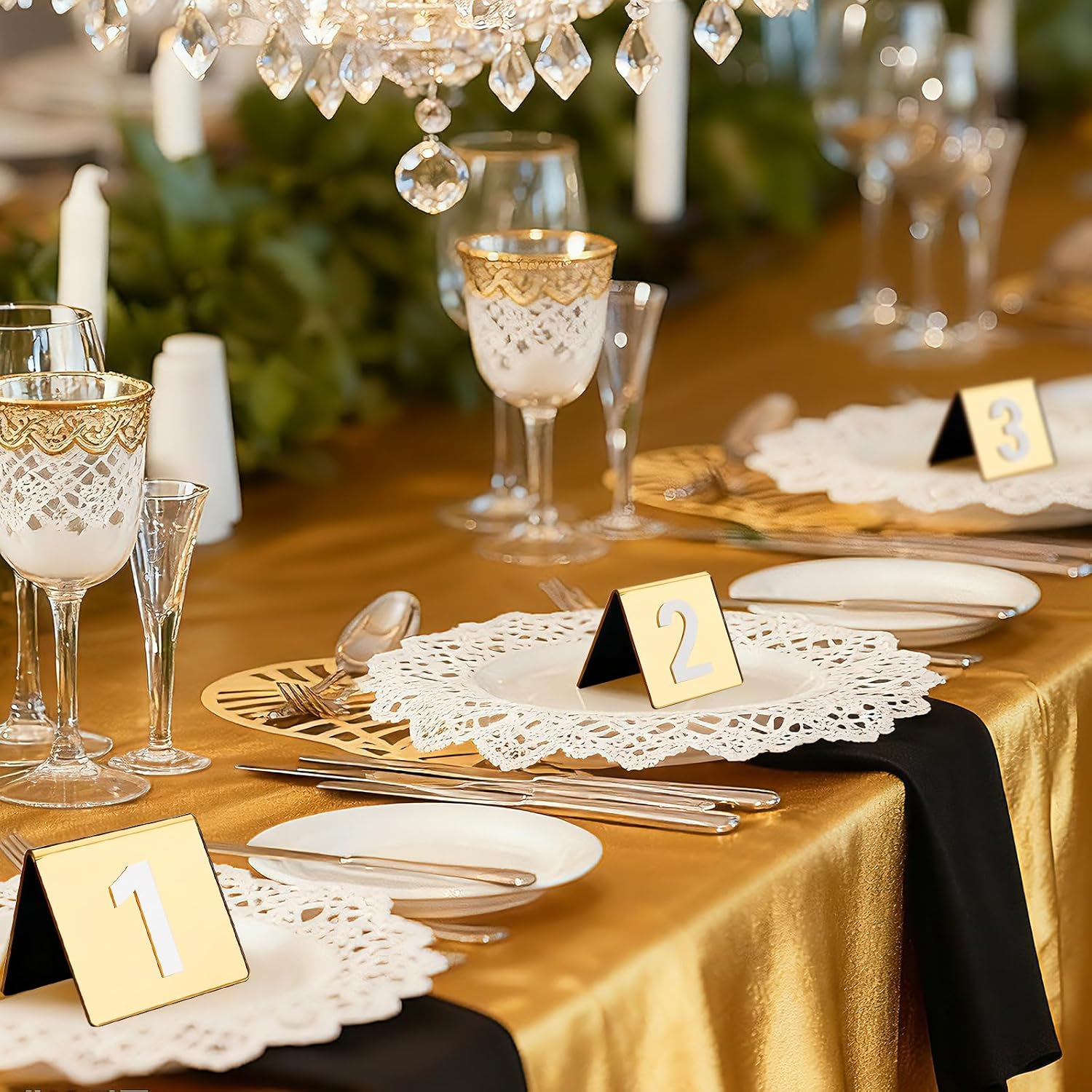 Gold Table Numbers 1-50 Acrylic Tent Style Table Number Card Signs Perfect for Restaurant Wedding Reception Party Events