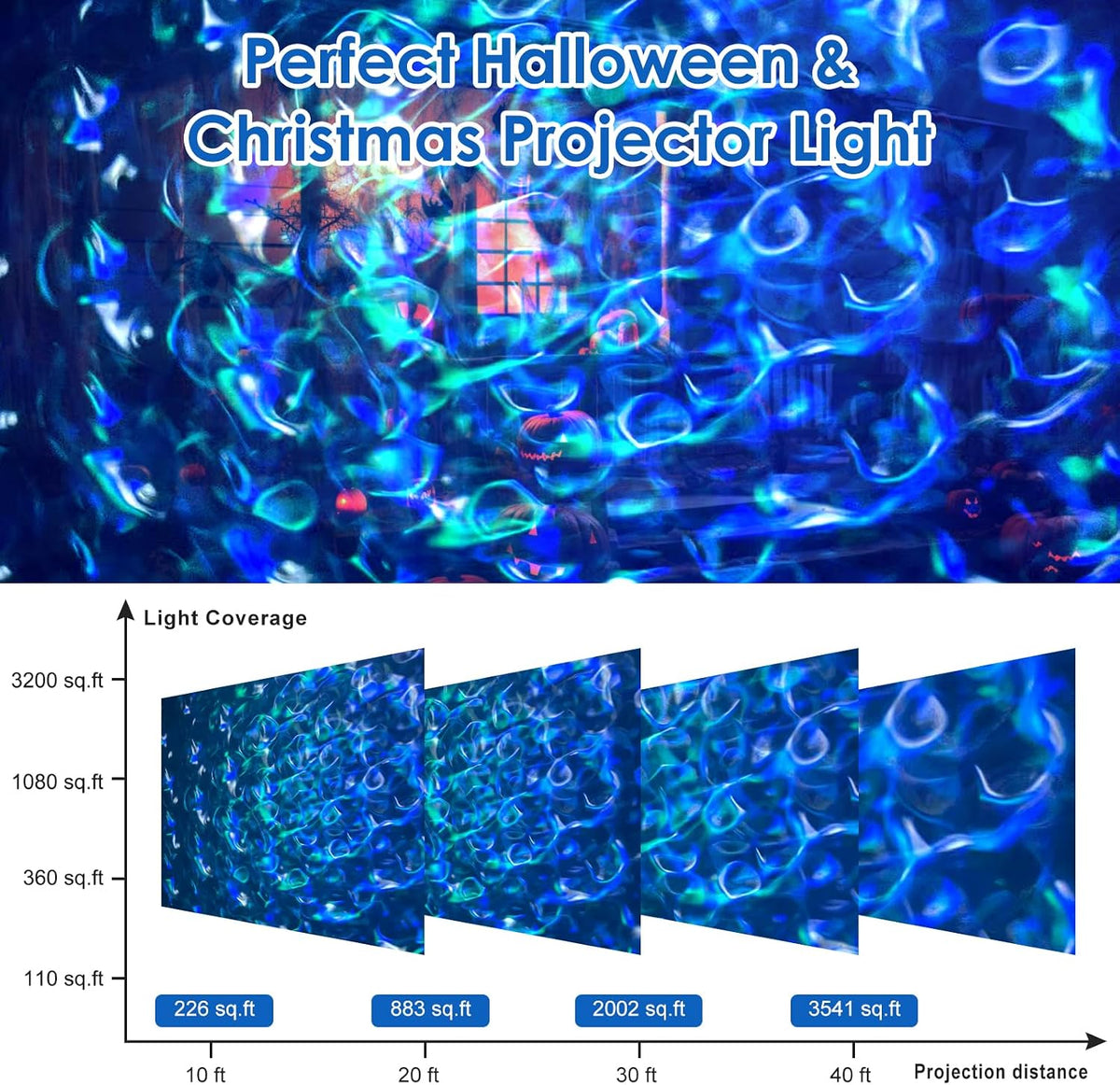 Ocean Wave Projector Light Outdoor 15 Colors Water Ripple Effect Lamp