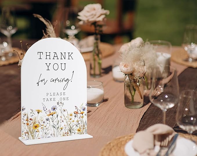 Wedding Signs for Ceremony and Reception, Boho Floral Acrylic Thank You for Coming Sign, Wedding Signage with Stand, Bridal Shower Table Centerpieces, Thank You Party Favors for Engagement Party, 26