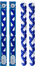 Ner Mitzvah Braided Havdalah Candle - 2-Pack - Large 15-Inch Blue and White Paraffin Wax - Handcrafted Havdallah Candle - Shabbat Judaica Gift