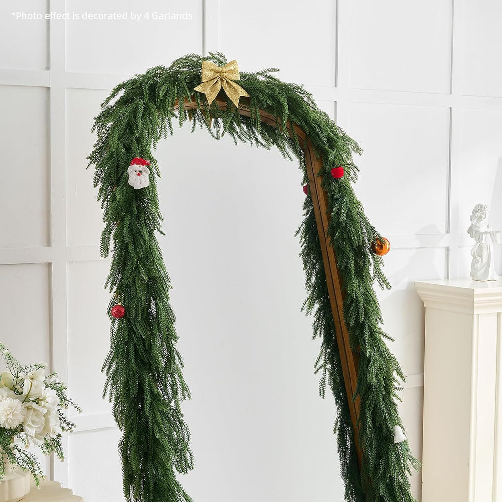 cleangor 2pcs 6ft norfolk pine garlands for christmas, front angle view