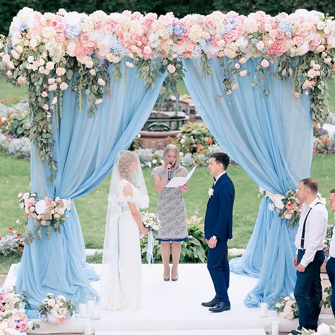 Wokceer Wedding Arch Draping Fabric 28.7" x 20FT Baby Blue Drapes Sheer Fabric Backdrop Arch Draping Fabric for Wedding Ceremony Birthday Party Bridal Shower Decoration