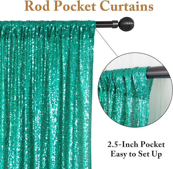 ShinyBeauty 2PCS 4x7FT Green Sequin Backdrops | Sparkle & Shimmer Photo Background for Christmas Parties, Weddings, Events | Elegant & Durable Photography Backdrop