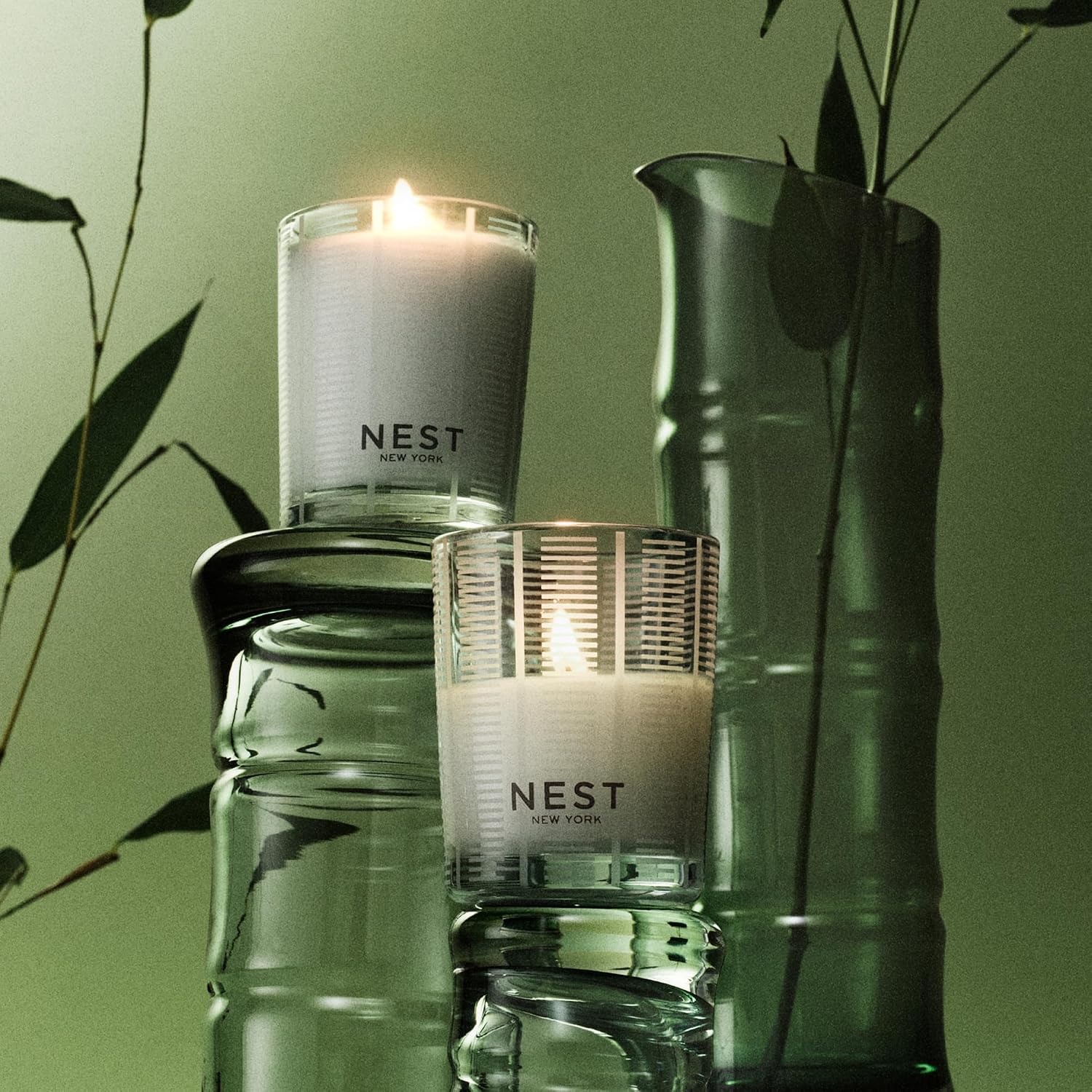 NEST New York Scented Votive Candle, Bamboo - 2 oz - Up to 28-Hour Burn Time - Reusable Glass Vessel