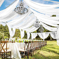 6 Panels White Wedding Ceiling Drapes 5ftx40ft Ceiling Drapes Chiffon Fabric Arch Draping Sheer Curtains Soft Drapery Draping Wedding Ceiling Decorations for Party Ceremony Stage Swag