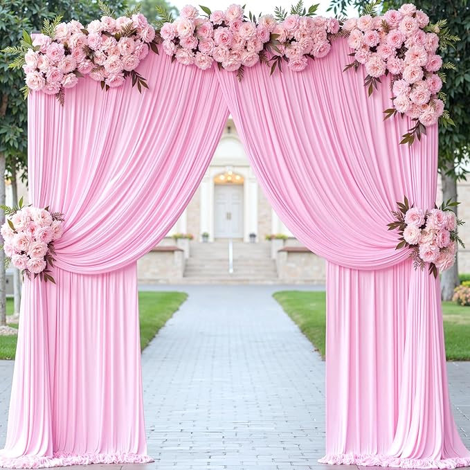 10 ft x 10 ft Pink Backdrop Curtains for Parties, Wrinkle Free Baby Pink Photography Backdrop Drapes for Wedding Grils Birthday Baby Shower Bridal Shower Party