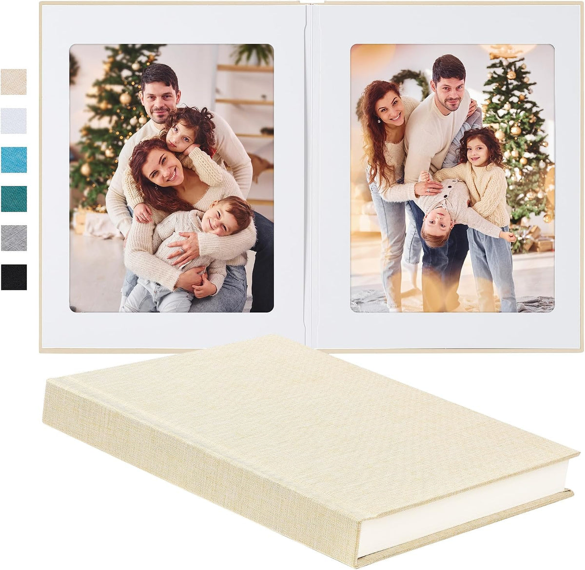 Pssoss 8x10 Photo Album with Writing Space, Linen Cover, 20 Photos, Beige