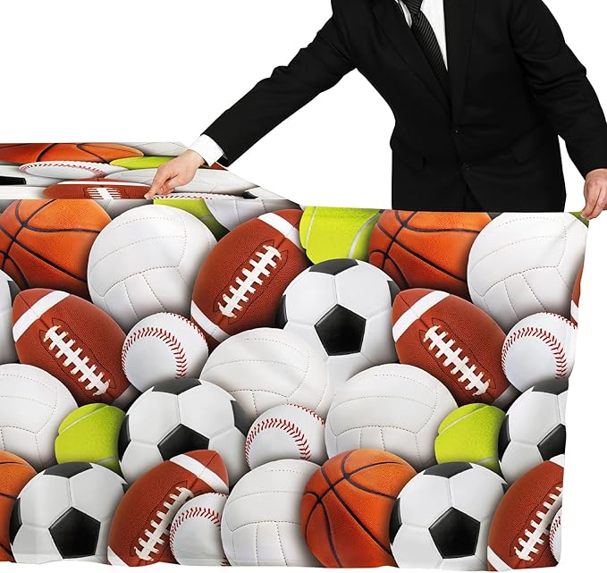 Gatherfun Sports-Themed Party Pack: 2-Pack Boys Birthday Decorations, Disposable Plastic Tablecloth for Sports Birthday Party Decorations，54 x 108 Inches