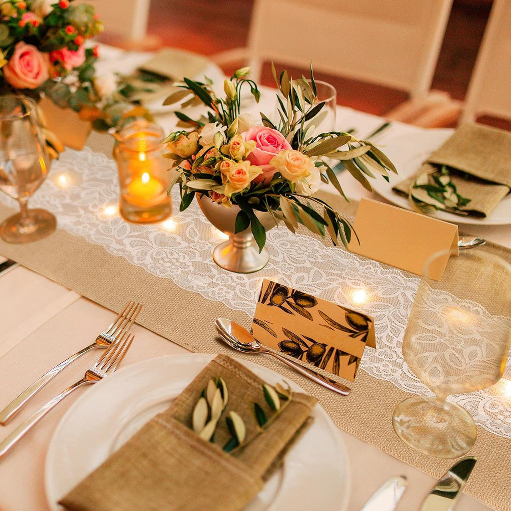 xinnun 12 pcs burlap table runners with lights, package contents