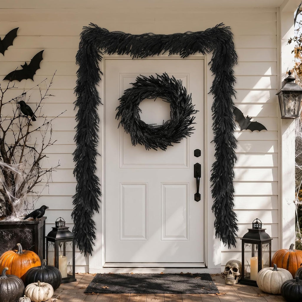 n&t nieting 9ft black garland artificial norfolk pine showing dimensions