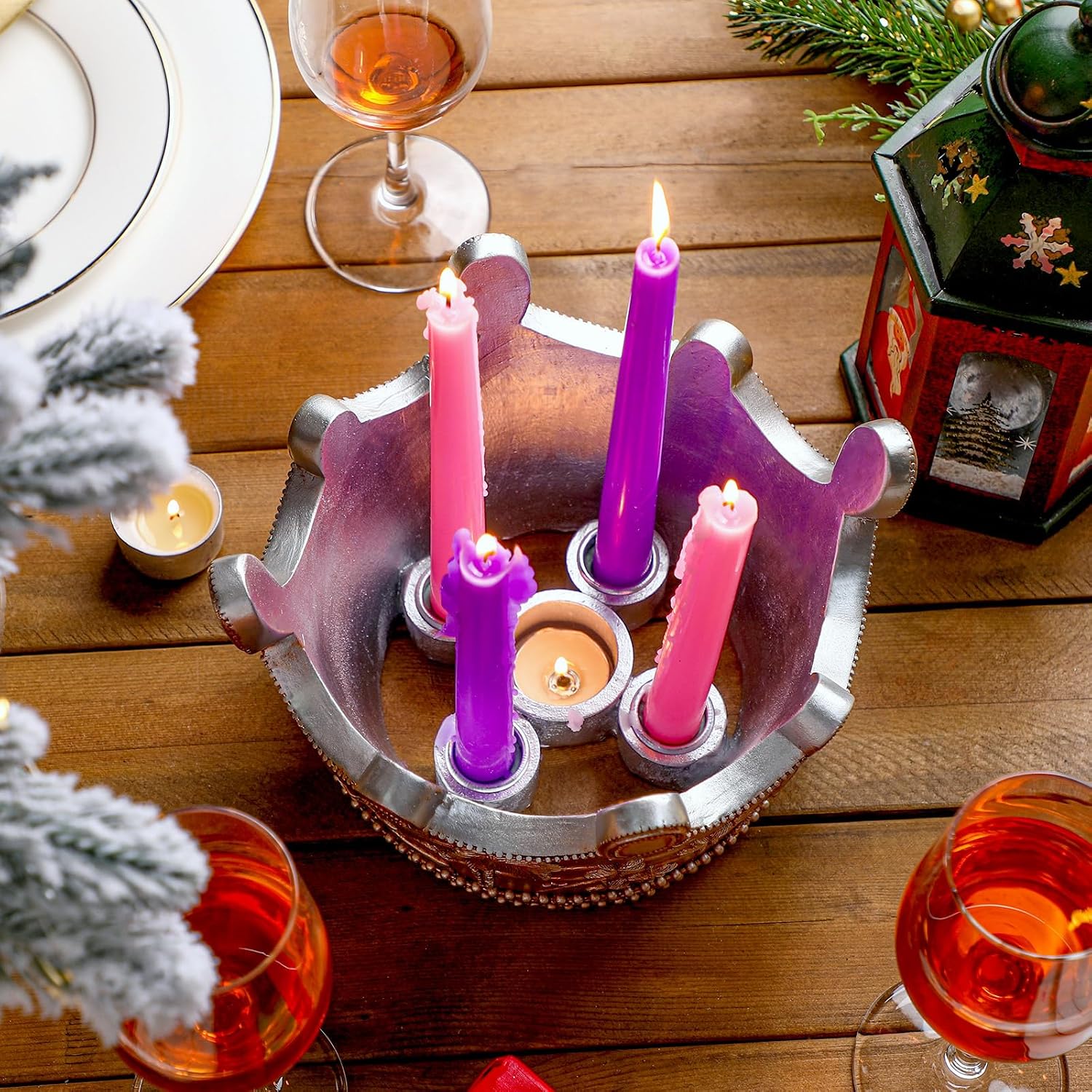 Nativity Advent Candle Holder 9.4 Inch Christmas Advent Wreath Candleholder Resin Nativity Advent 5 Candle Holder Centerpiece Christmas Holy Family Candlestick Christian Holders Xmas Supplies