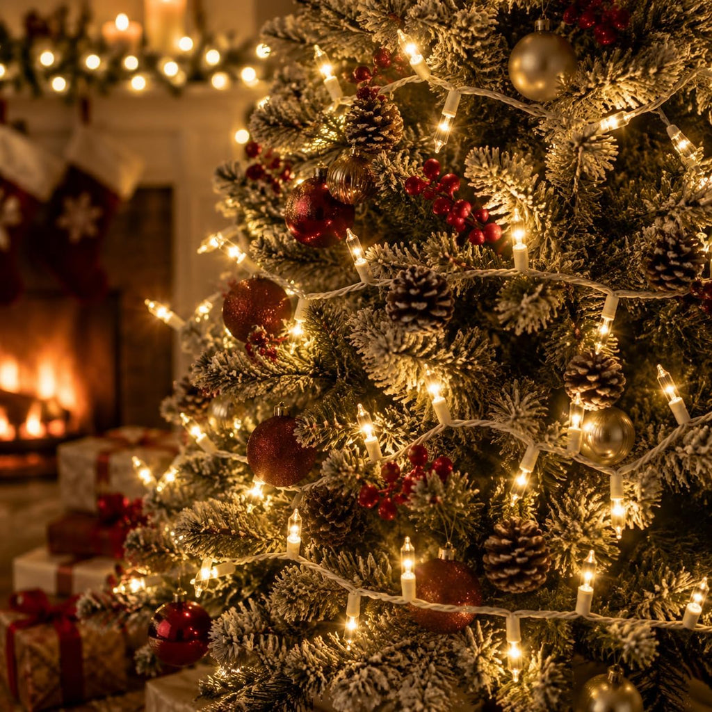 Warm White Christmas Lights, 21Ft 100 Incandescent Mini Bulbs, UL Certified, Connectable, Indoor and Outdoor, Perfect for Christmas Tree, Wreath, Home, Yard, Wedding, Party, Holiday Decor