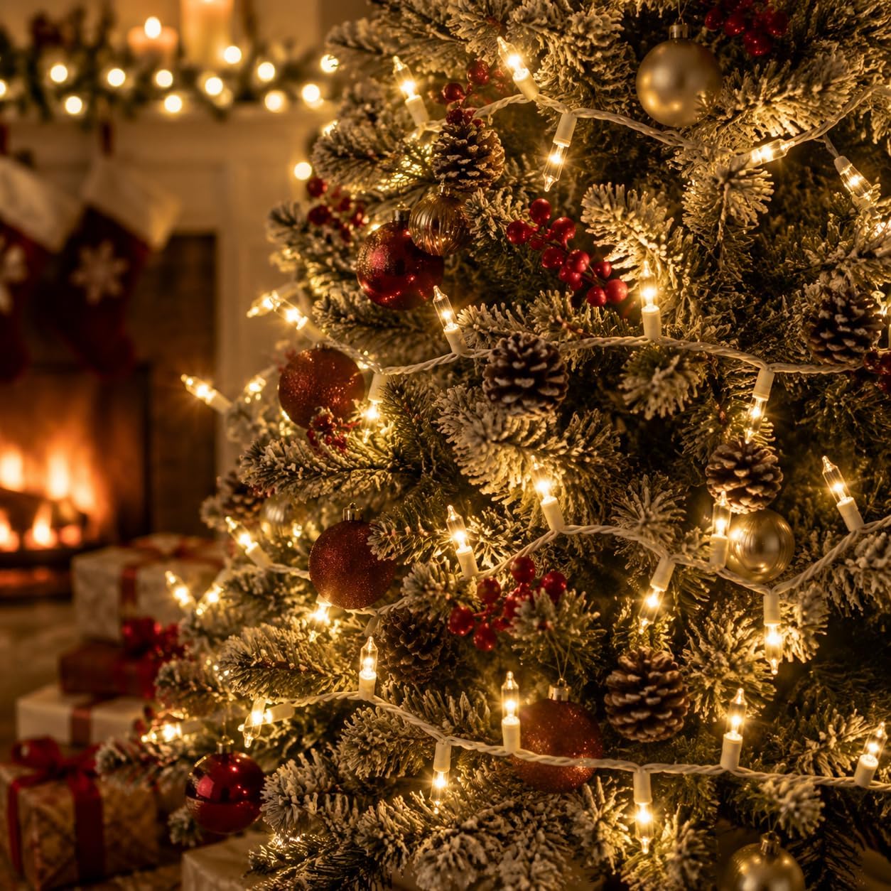 Warm White Christmas Lights, 21Ft 100 Incandescent Mini Bulbs, UL Certified, Connectable, Indoor and Outdoor, Perfect for Christmas Tree, Wreath, Home, Yard, Wedding, Party, Holiday Decor