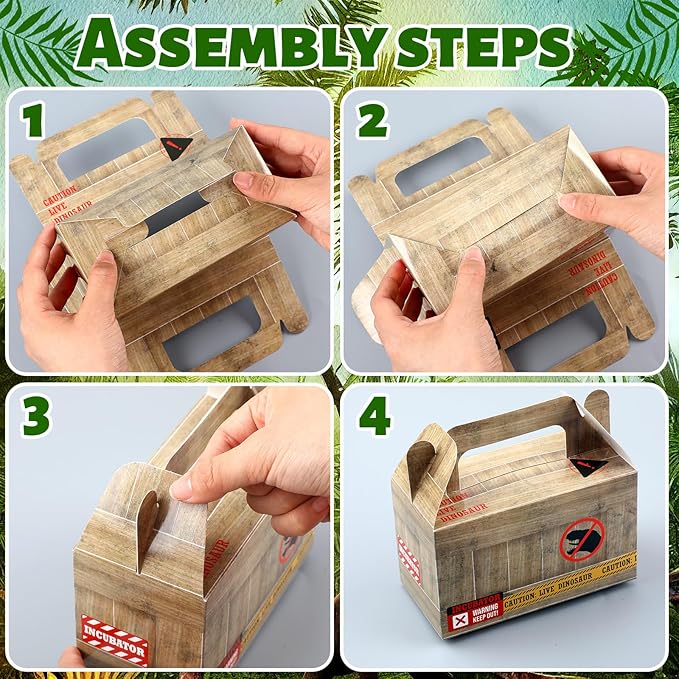 Bucherry 12 Pcs Dinosaur Treat Boxes Dino Party Favor Boxes Candy Goodie Gift Containers for Dinosaur Birthday Decorations Dino Birthday Party Supplies Baby Shower Decorations