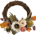 12" fall harvest pumpkin and sunflower wreath, main product view
