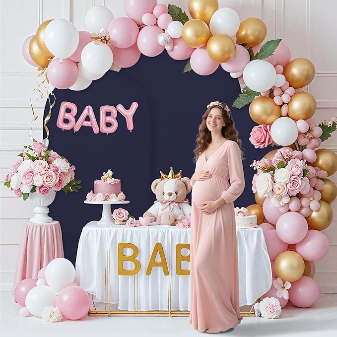 6.6FT Wedding Arch Covers Arch Backdrop Cover Arch Stand Covers Set Arch Cover Spandex Fabric Stretchy Backdrop for Wedding Birthday Party Decoration Baby Shower (Dark Blue)