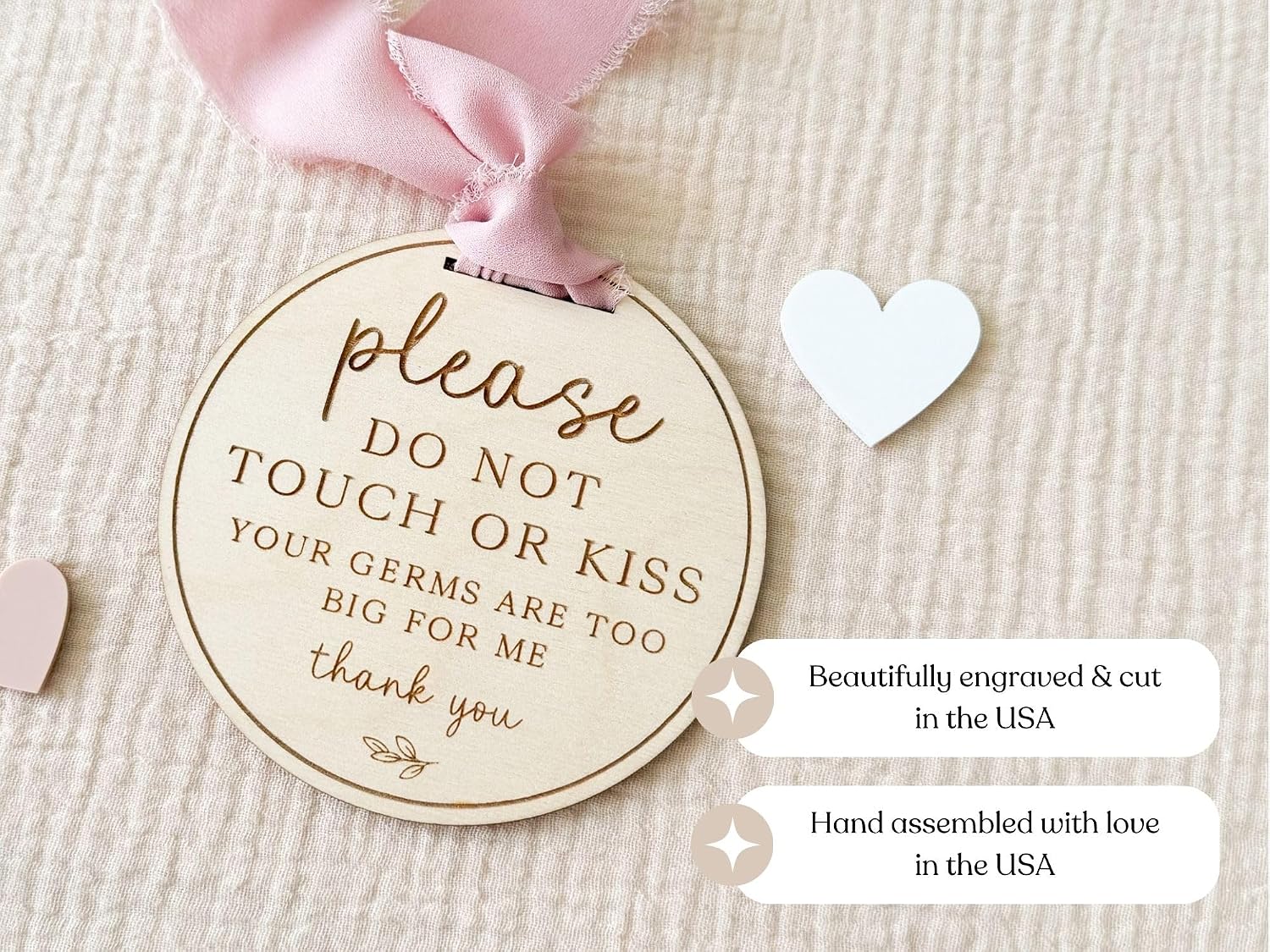 Baby Car Seat Sign “Please Do Not Touch or Kiss Baby” – Newborn No Touching Stroller Tag, Infant Safety Sign, Baby Gift for New Moms