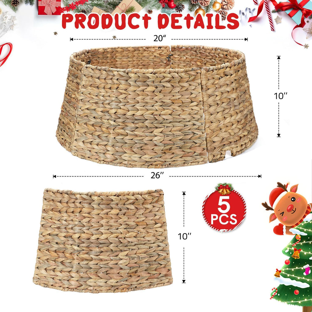 5-piece rattan christmas tree collar - 26" rustic, package contents
