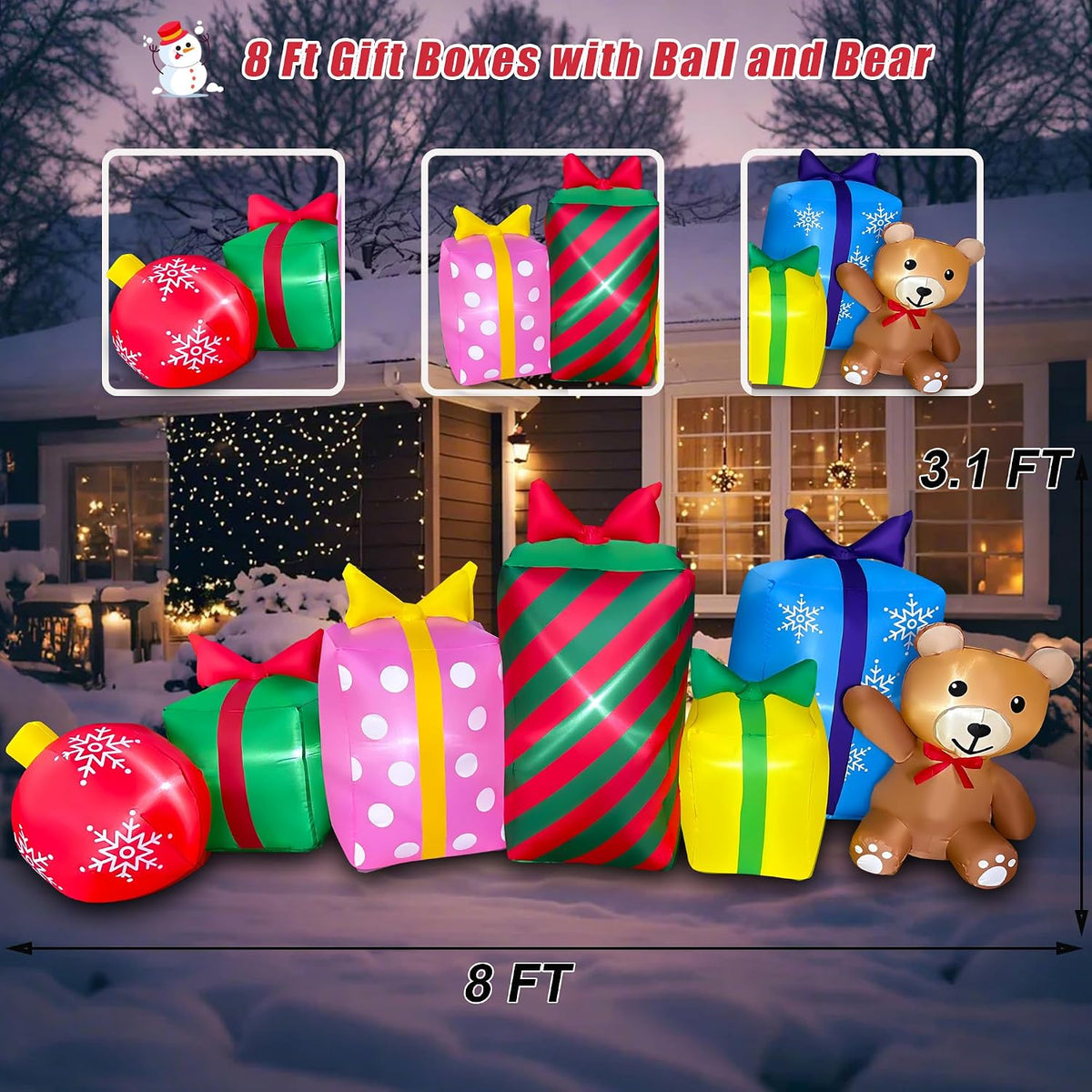seasonblow 8 ft christmas inflatable gift boxes with, package contents