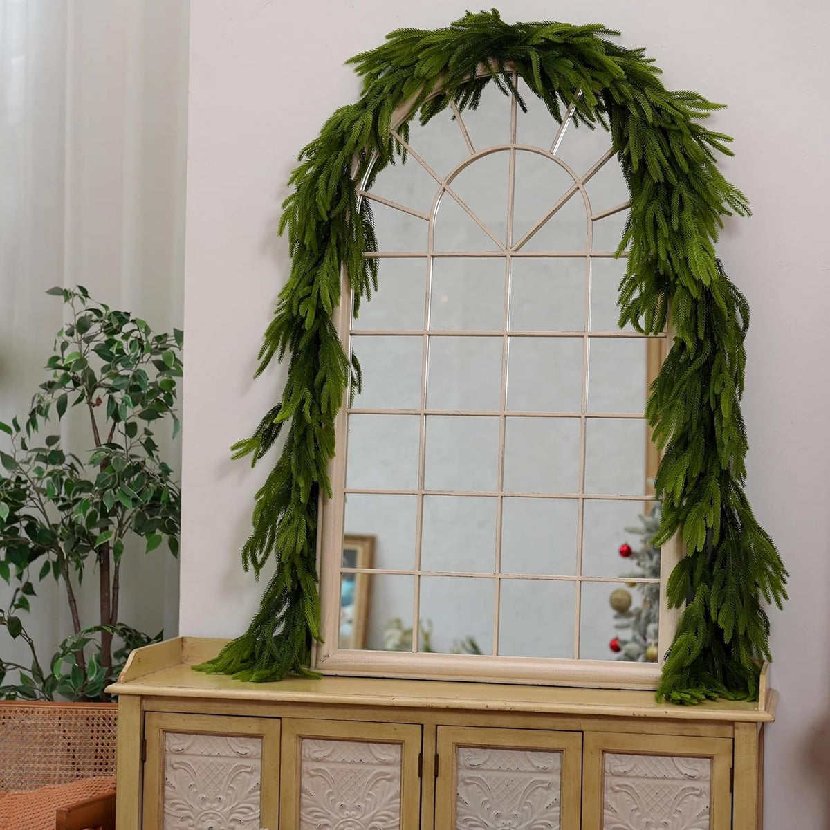 9 ft christmas garland real touch norfolk pine showing dimensions