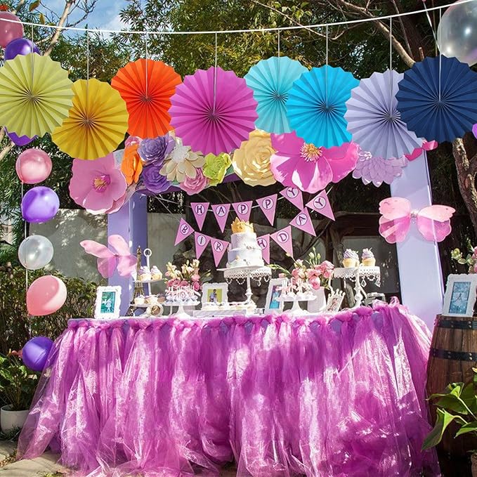 Purple Birthday Decorations,DIY Purple Paper Fans Hanging Decoration ,Party Decorations for Adults 12in,Little Mermaid Party Decor,Baby Shower Decorations 30 Color DIY Set (Light Purple)
