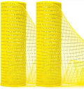 Ribbli 2 Rolls Yellow Mesh Ribbon,10 inch x 30 feet(10Yard) Each Roll,Metallic Yellow with Gold Foil,Use for Wreath Swags and Decorating