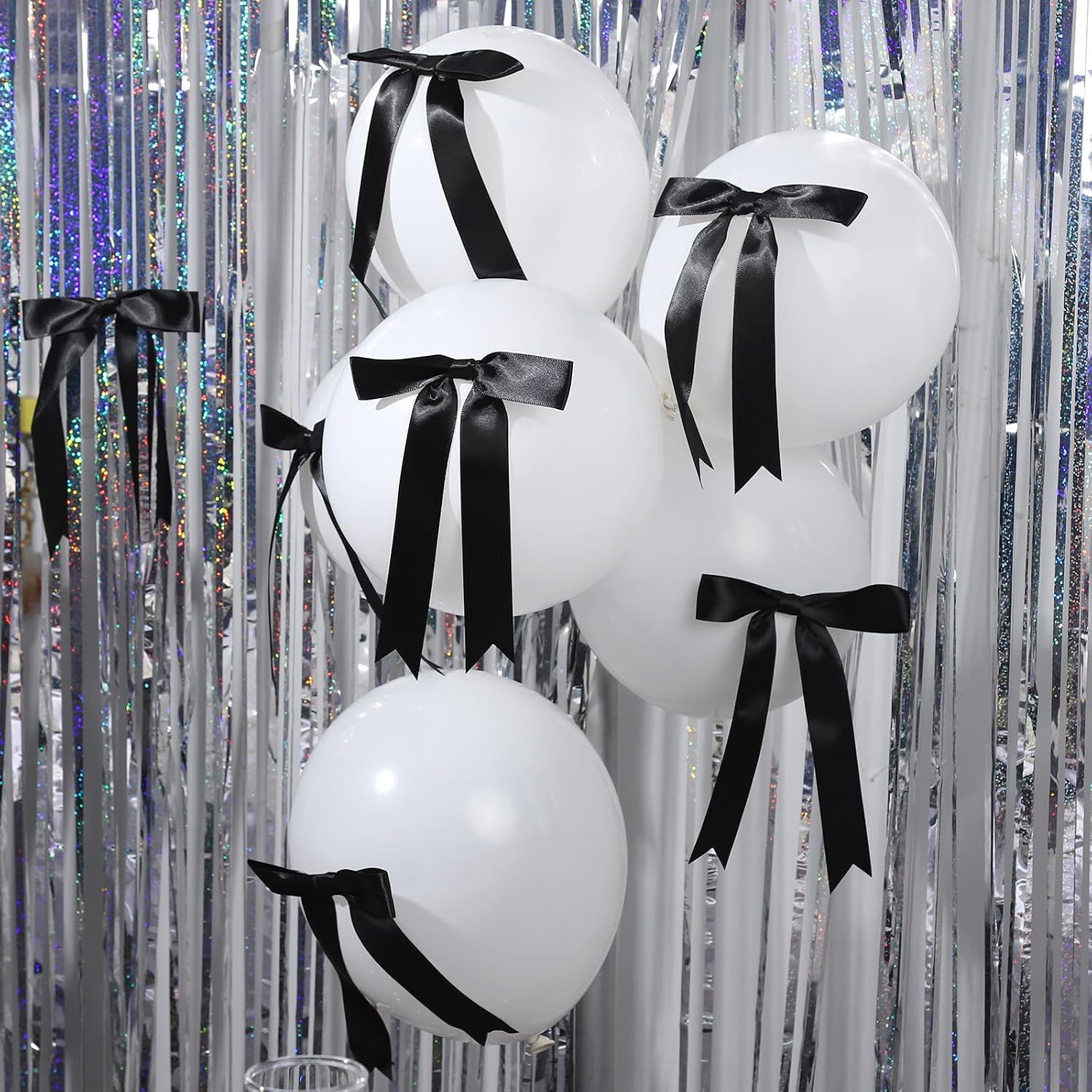 YGDZ Black Bows 30PCS, Satin Ribbon 5x7'' Large Black Bow for Champagne Bottle Wrapping, Balloons, Twist Tie Bows Decorations for Party, Cake, Craft, Gift