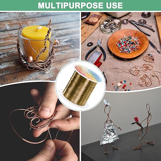 2-Rolls 0.2mm Jewelry Wire, 32 Gauge 328FT Craft Wire Copper Beading Wire for Jewelry Making/Planting/Weaving/DIY Crafting, Soft Metal Wires [100M, Bronze Tone]