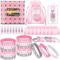 MTLEE 50 Sets Baby Shower Favors Tea Light Candles for Guests Cute Baby Shower Decorations with 50 Cards and 50 Organza Bags and 50 Silicone Bracelets for Boys Girls Gender Reveal (Pink,Cute)
