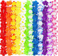 12PCS Hawaiian Leis Bulk, Colorful Luau Leis Party Decorations, Hawaiian Tropical Theme Silk Flower Leis, Hawaii Flower Lays Garland for Birthday Summer Pool Party Favors Supplies Accessories