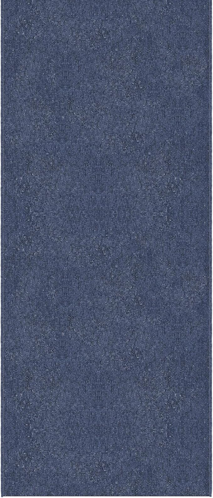 Ottomanson 2' x 14' Ultra-Thin Hallway Runner Rug - Durable Non-Slip Carpet for High-Traffic Areas - Fits Under Doors for Seamless Entry - Ideal for Kitchen, Entryway, Bedroom & Living Room, Navy