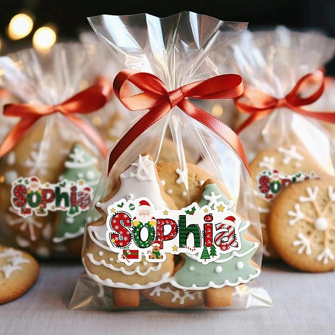 28Pcs Personalized Christmas Gift Tags - Gifts Wrap Envelope Seals Ideas Merry Christmas Labels - Fun Holiday Gift Stickers - Cute Xmas Sticker Label - Custom Name Xmas Gifts Wrapping Present Tag