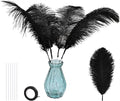Bulk Black Ostrich Feathers - 12Pcs 12-14inch Crafting Supplies for Centerpiece Table Decorations (Black)