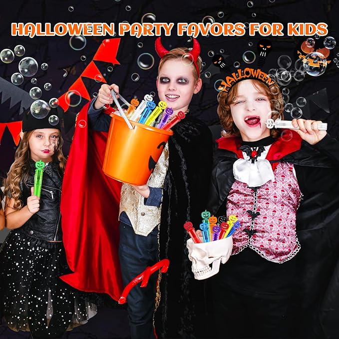 Shemira 400PCS Halloween Bubble Wands, Mini Bubbles Party Favors for Kids, Halloween Party Favors, Halloween Goodie Bag Stuffers, Classroom Prizes Gifts for Kids, Halloweens Trick or Treat Toys Bulk
