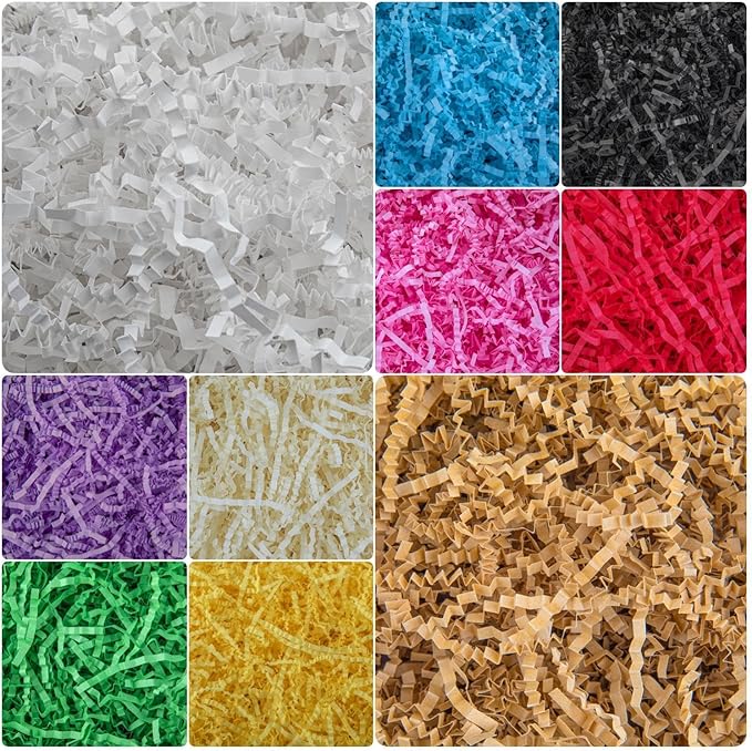 Caleihd Crinkle Cut Paper Grass Cushion Paper Streamer for Christmas Wedding Birthday Bridesmaid Engagement Craft Gift Boxes Bags Filler Decoration 4.5oz Yellow