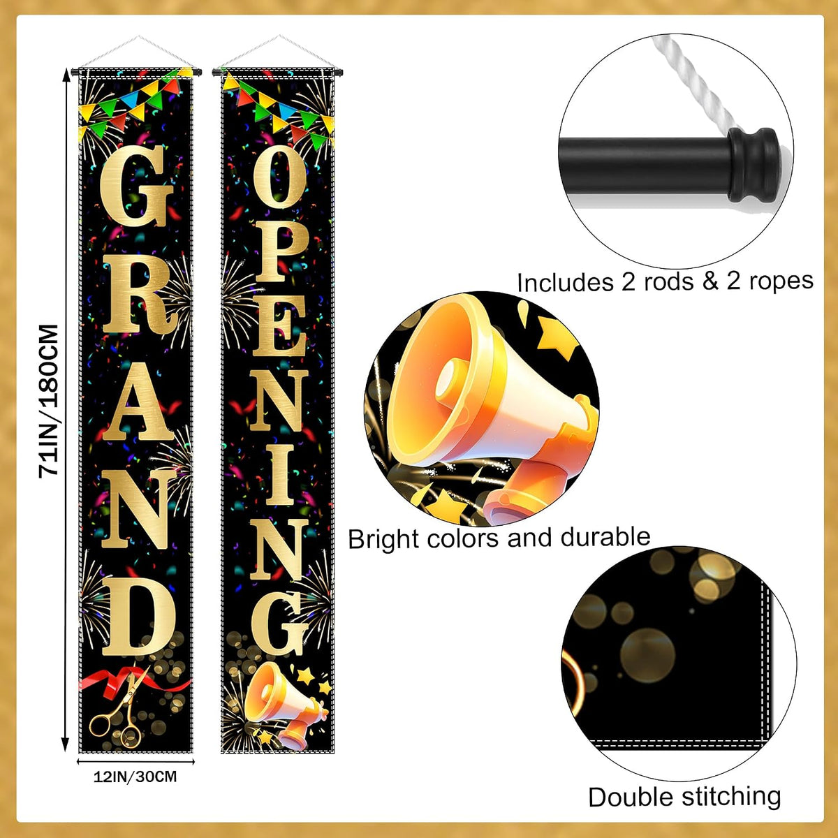 grand opening party kit 71pcs with 3x10ft banner, close-up detail